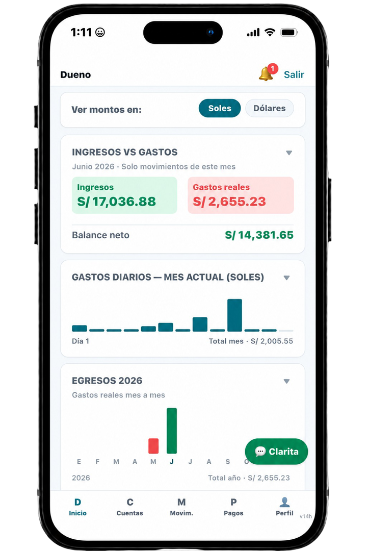 Plata Clara en tu celular: tu dashboard del mes